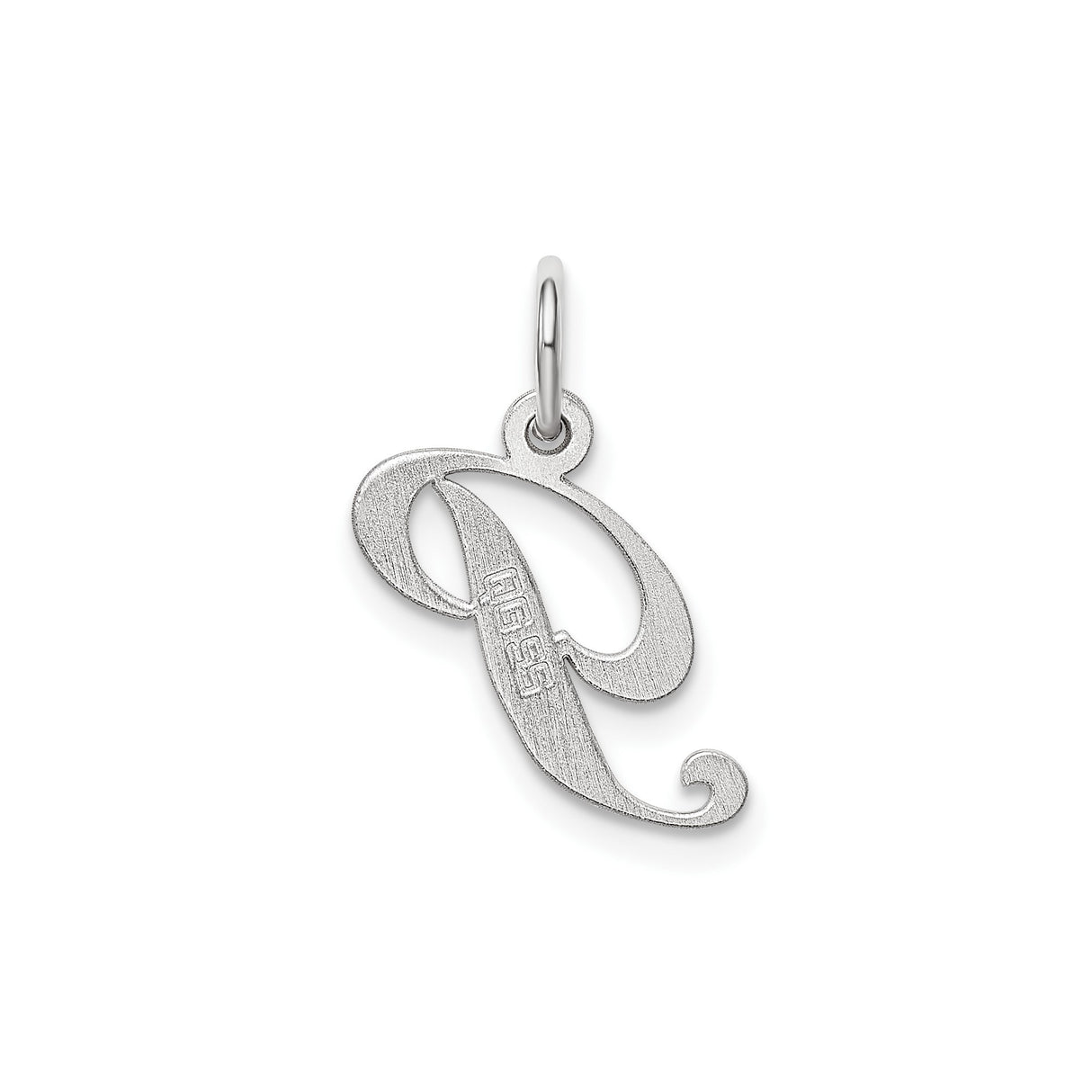 Sterling Silver Letter P Pendant Charm, Polished Script Initial Jewelry for Women or Unisex Wear