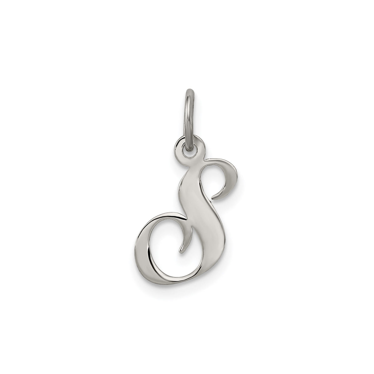 Sterling Silver Initial S Pendant Charm, Cursive Letter Monogram Jewelry for Women