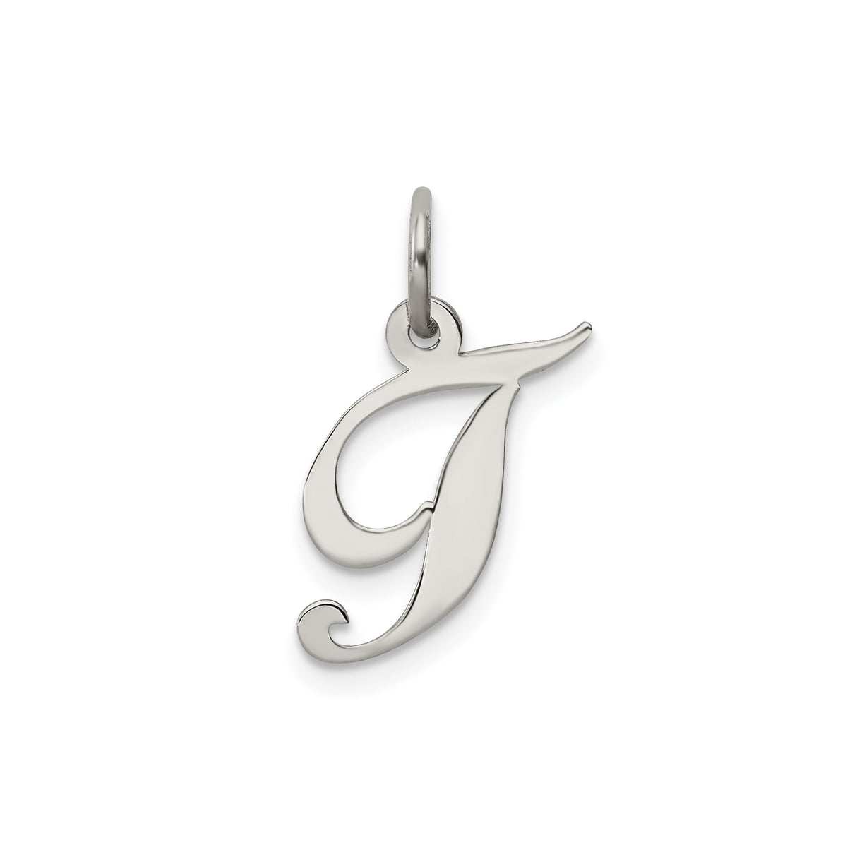 Sterling Silver Script Initial J Pendant Charm, Cursive Alphabet Monogram Jewelry for Women