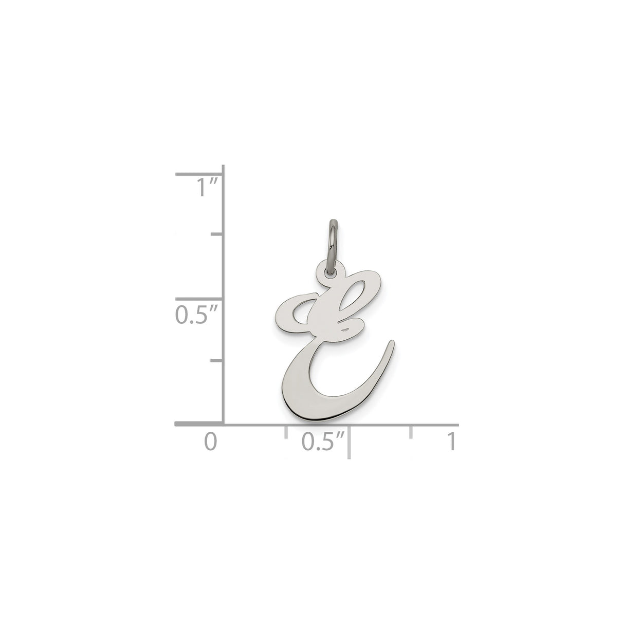Sterling Silver Initial E Pendant, Cursive Letter Charm with Polished Finish