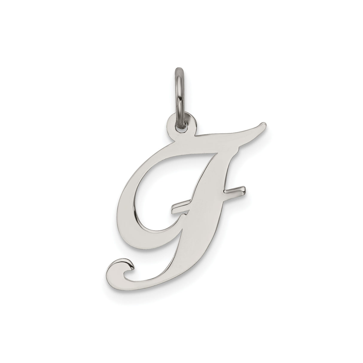 Sterling Silver Script Initial F Pendant, Cursive Letter Charm for Necklace or Bracelet