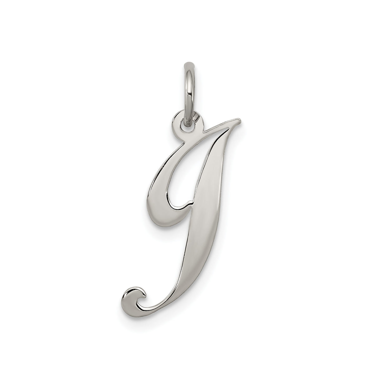 Sterling Silver Letter J Pendant, Script Initial Charm, Lightweight Monogram Jewelry