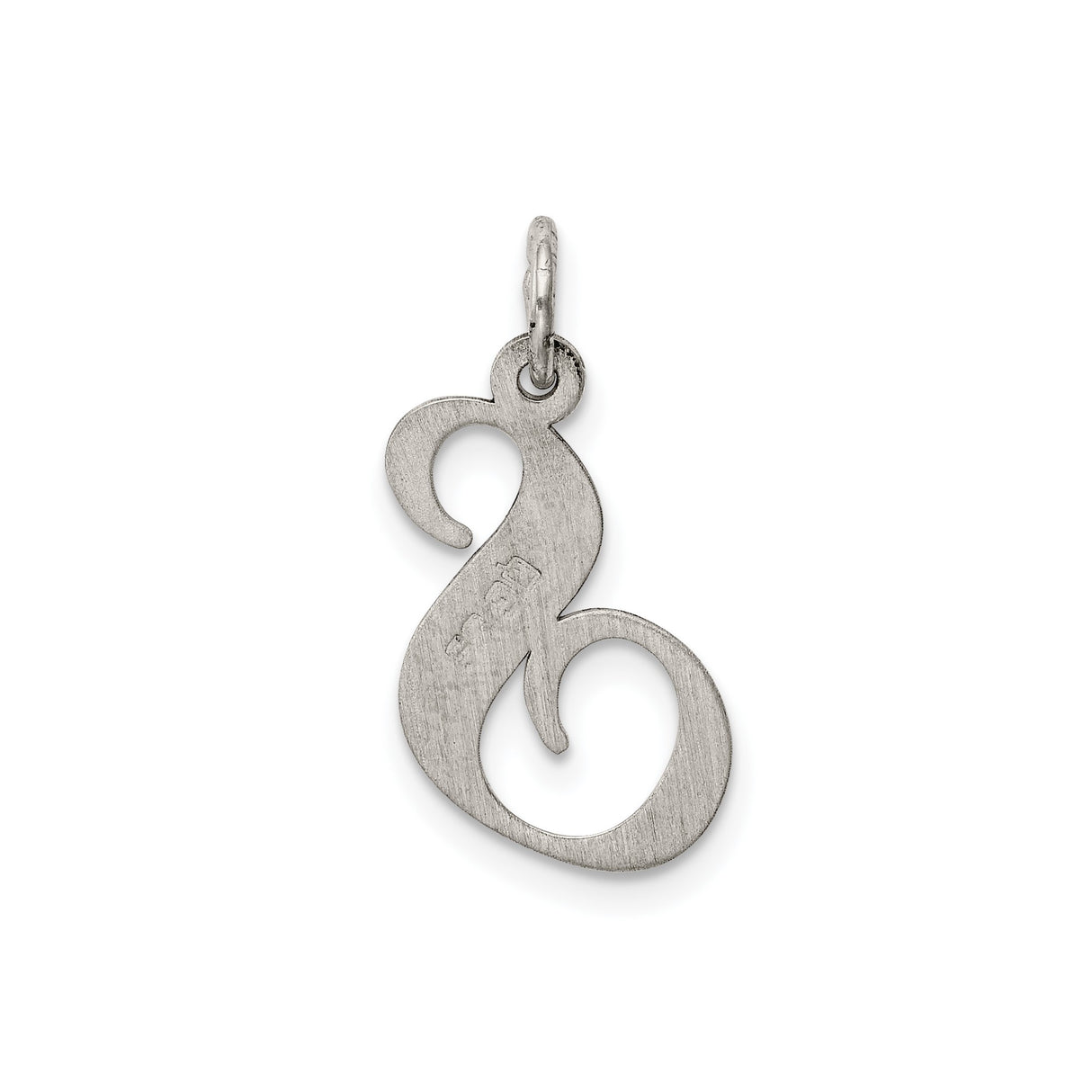 Sterling Silver Initial S Pendant, Polished Script Letter Charm for Women