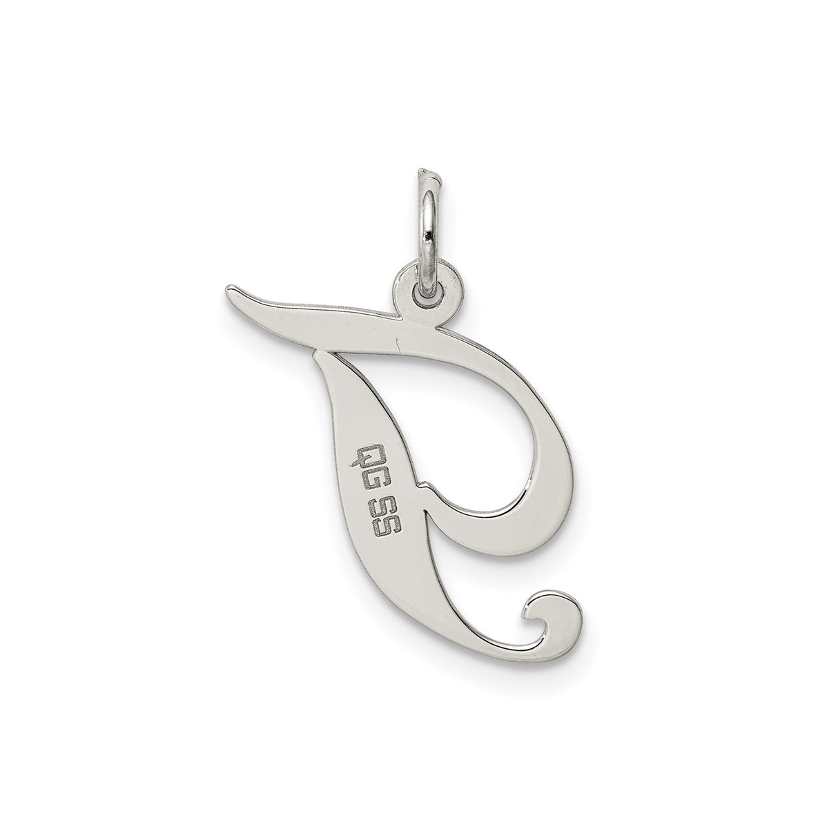 Sterling Silver Letter J Pendant, Script Initial Charm for Women