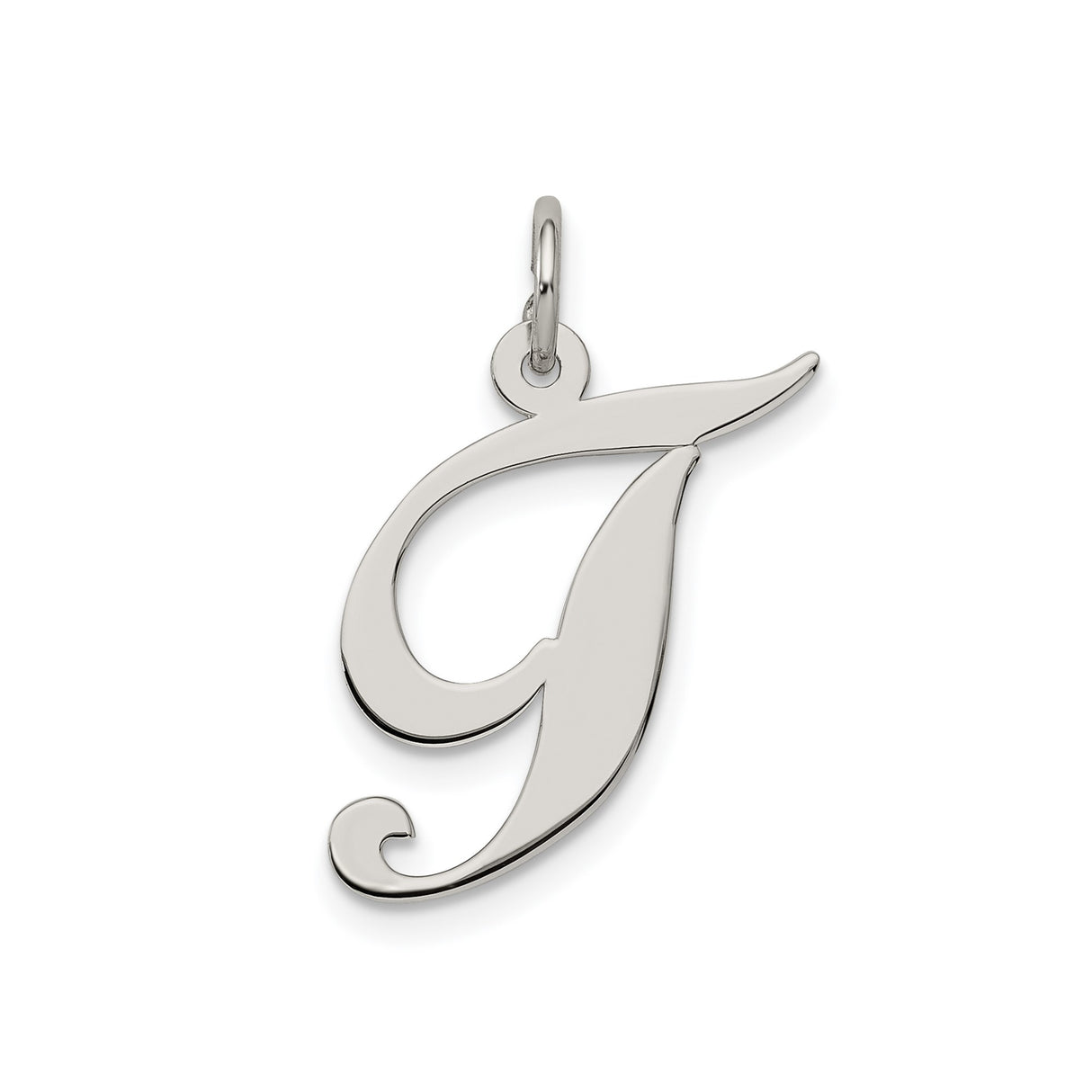 Sterling Silver Letter J Pendant, Script Initial Charm for Women
