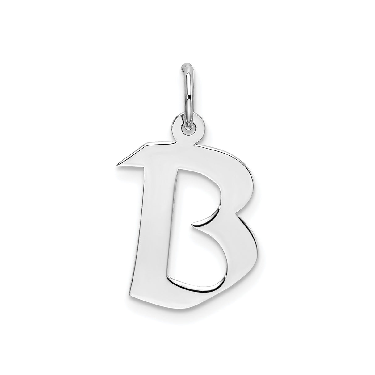 Sterling Silver B Pendant, Bold Polished Block Initial Charm, Modern Monogram Jewelry