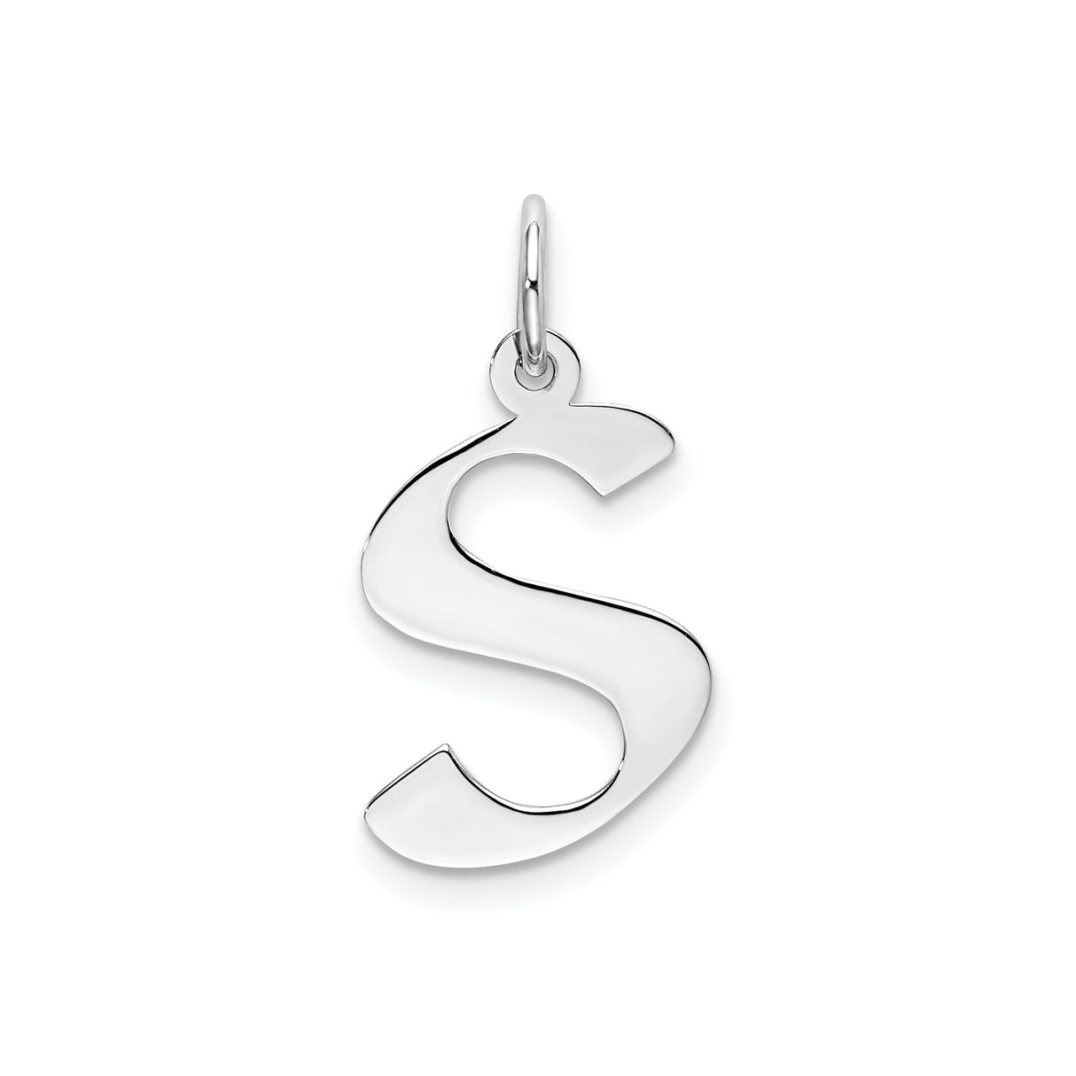 Sterling Silver Letter S Pendant Charm, Block Font Initial Jewelry for Women or Unisex