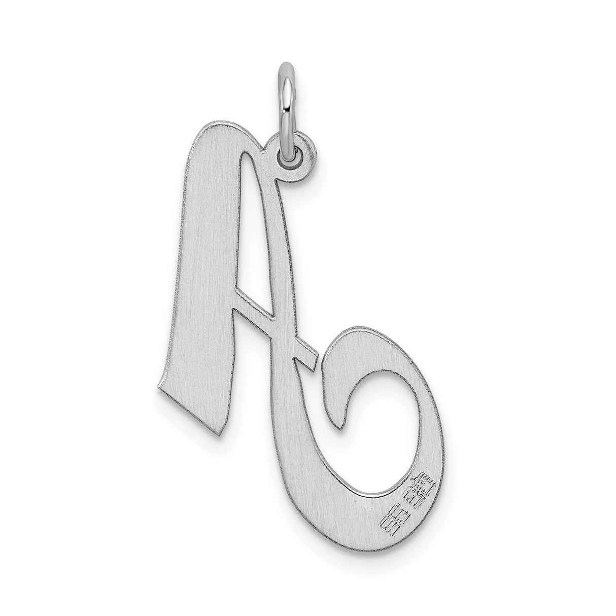 Sterling Silver Initial Pendant, Script Letter A Charm in Polished Cursive Design