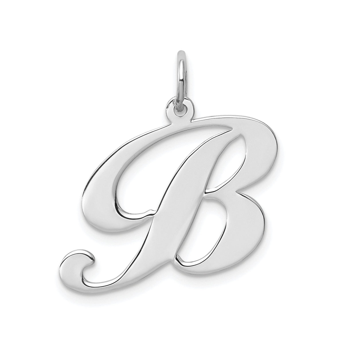 Sterling Silver Initial B Pendant, Script Letter Charm, Minimalist Monogram Jewelry for Women or Unisex