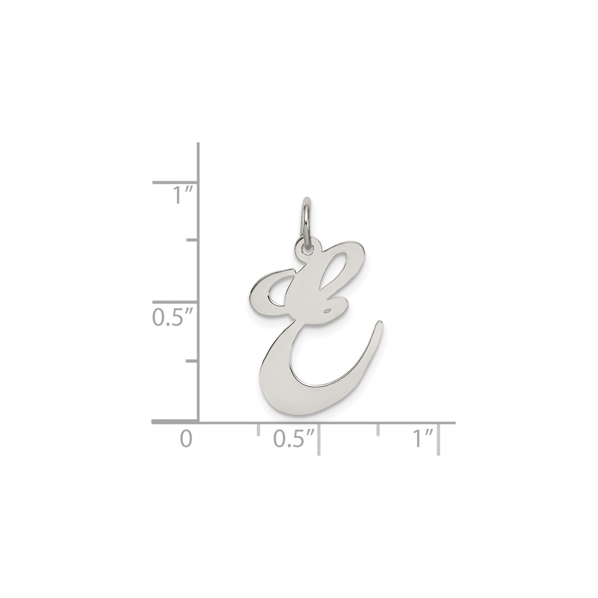 Sterling Silver Initial E Pendant Charm, Polished Script Letter Design for Women