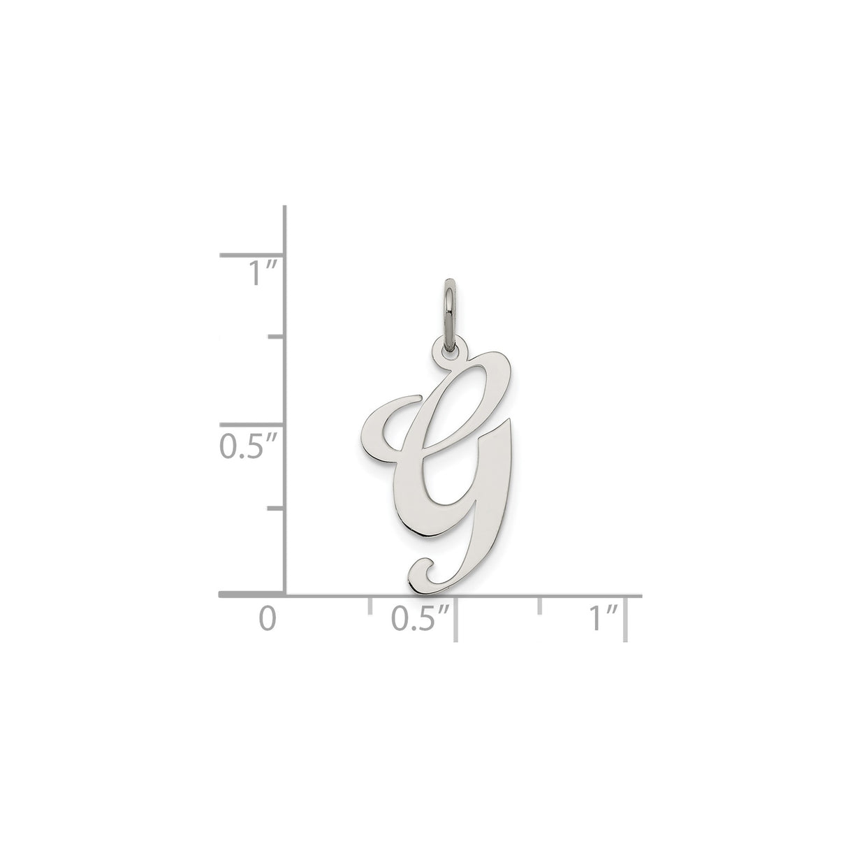 Sterling Silver Script Initial G Pendant, Polished Cursive Letter Charm, Unisex Monogram Jewelry