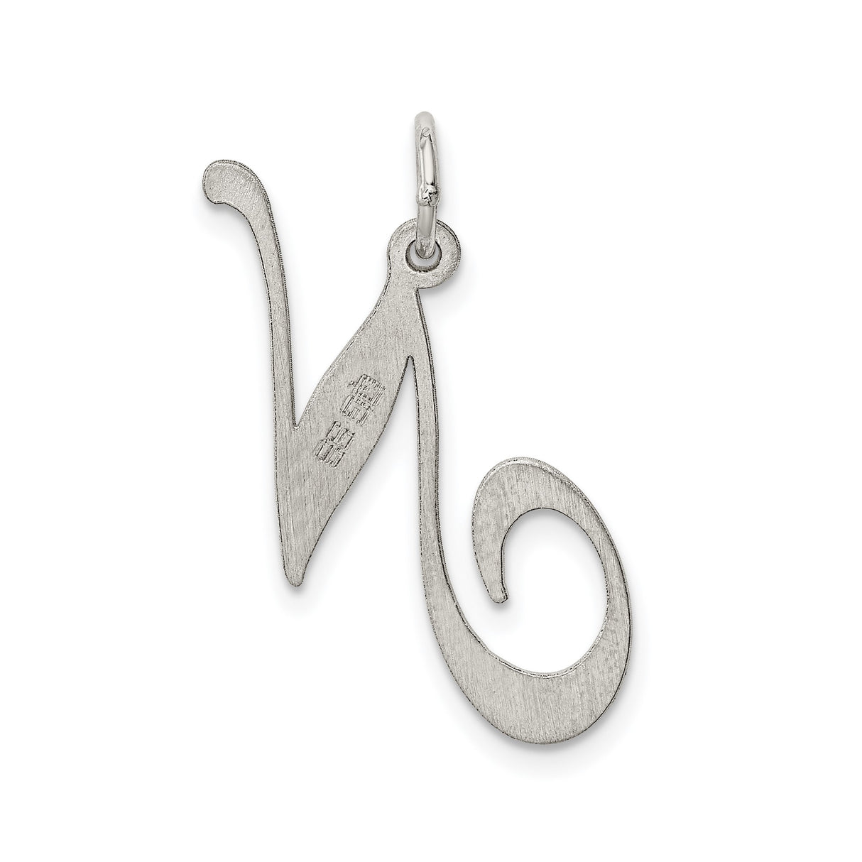 Sterling Silver Script N Initial Pendant, Polished Cursive Letter Charm for Women