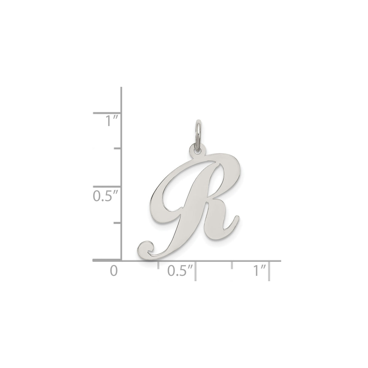 Sterling Silver Letter R Pendant, Script Alphabet Charm in Cursive Monogram Style