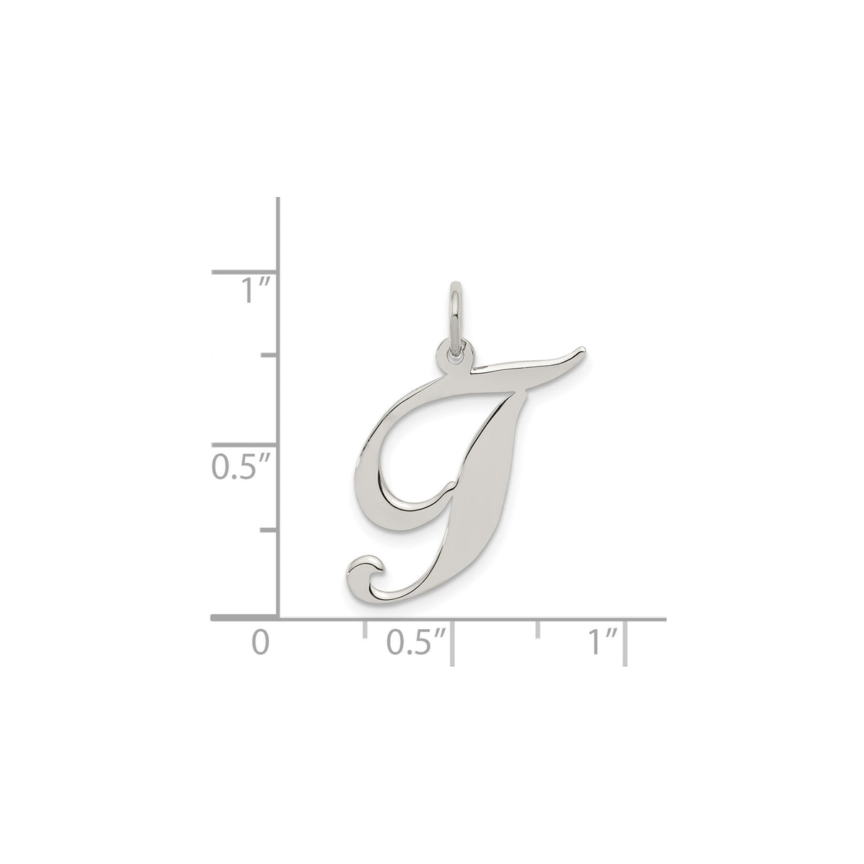 Sterling Silver Script Initial J Pendant, Polished Cursive Letter Charm for Women