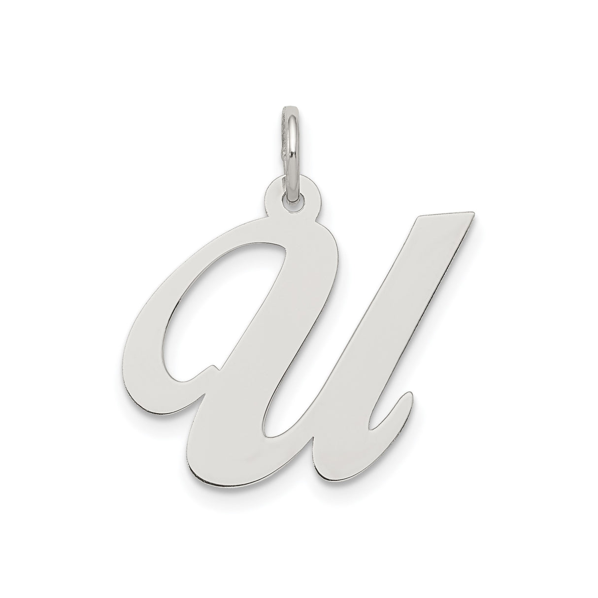 Sterling Silver Initial U Pendant, Script Letter Charm, Minimalist Monogram Jewelry for Women