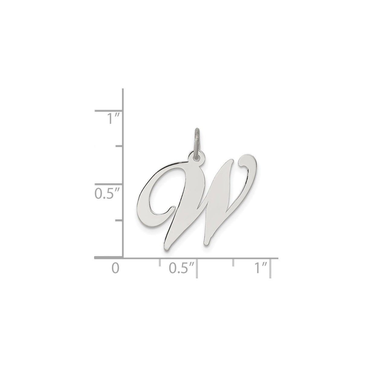 Sterling Silver Initial W Pendant Charm, Script Letter Monogram Jewelry for Women