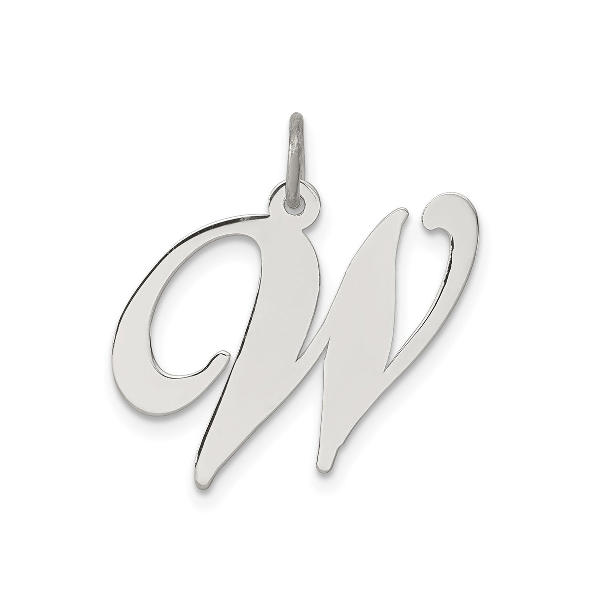 Sterling Silver Initial W Pendant Charm, Script Letter Monogram Jewelry for Women