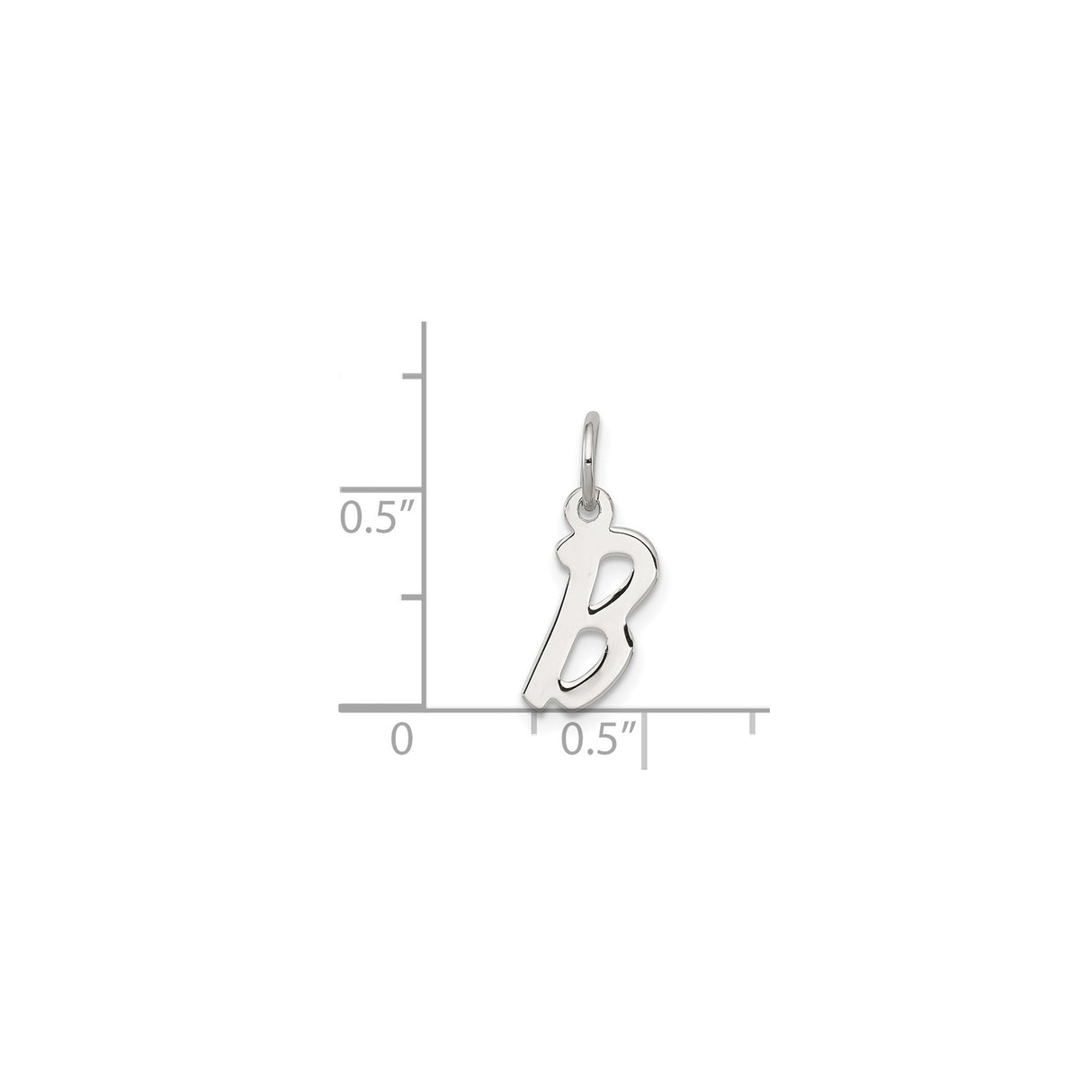 Sterling Silver Initial B Pendant, Polished Script Letter Charm for Women or Unisex Wear