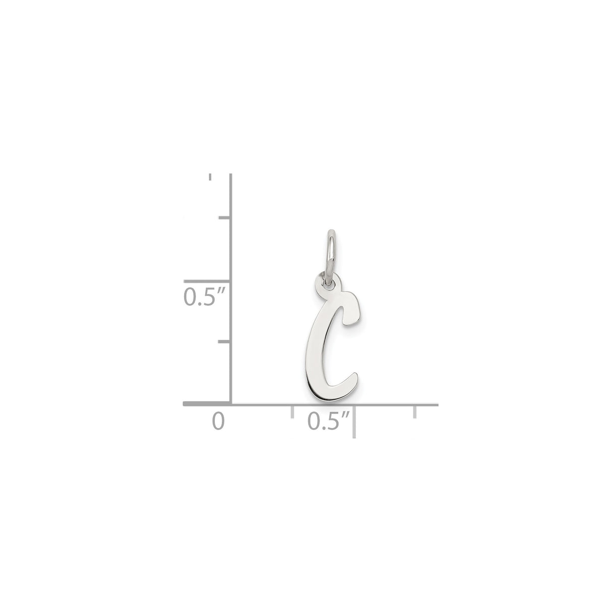 Sterling Silver Initial C Pendant, Script Letter Charm, Polished Monogram Jewelry for Women