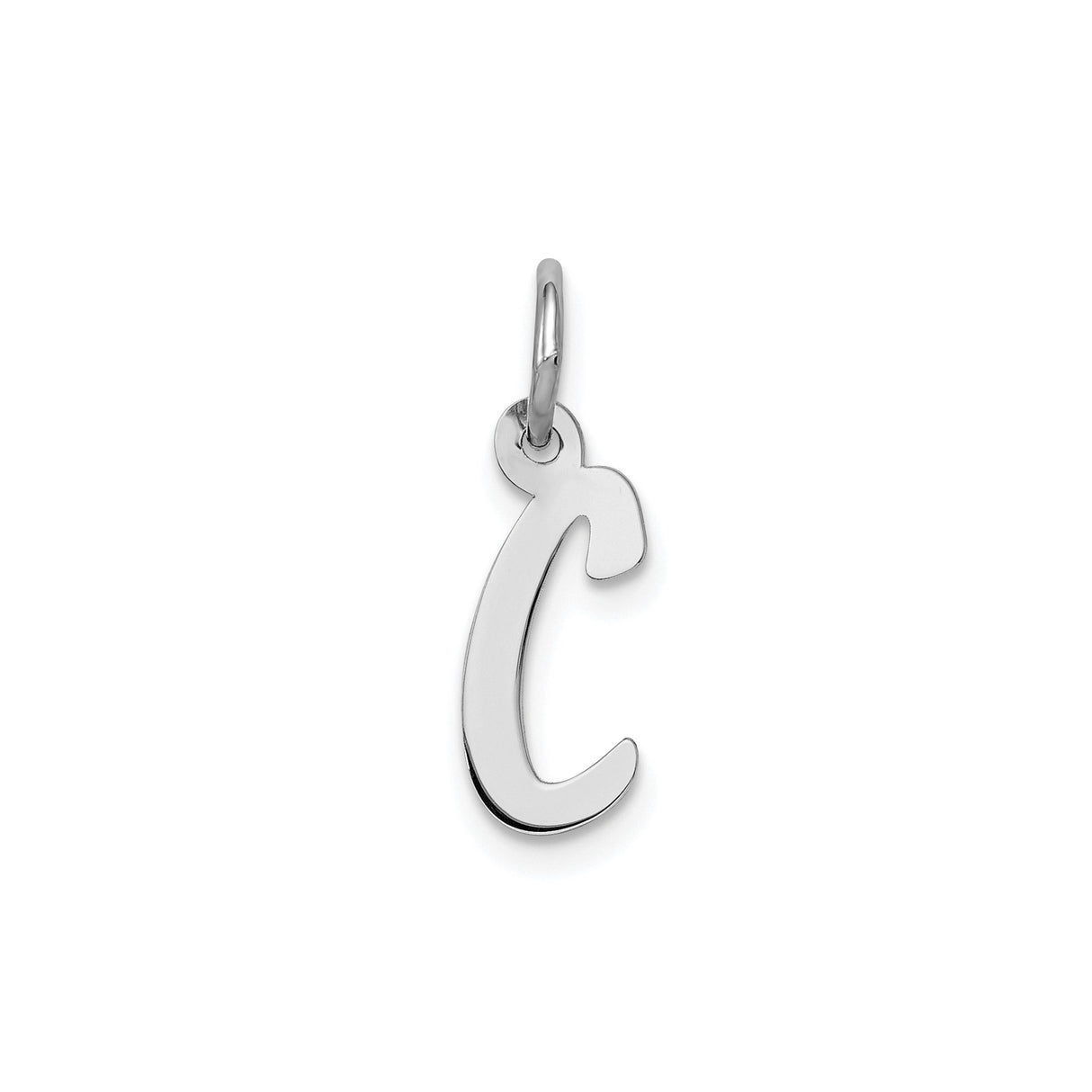 Sterling Silver Initial C Pendant, Script Letter Charm, Polished Monogram Jewelry for Women