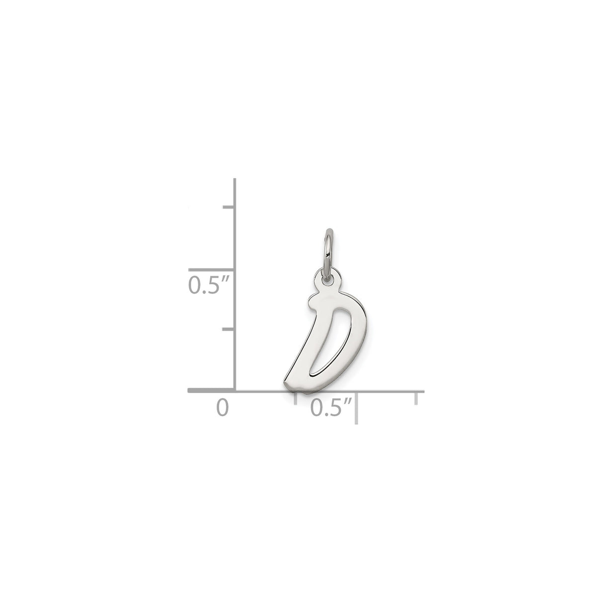 Sterling Silver Initial D Pendant Charm, Polished Script Letter Jewelry for Women or Unisex Wear