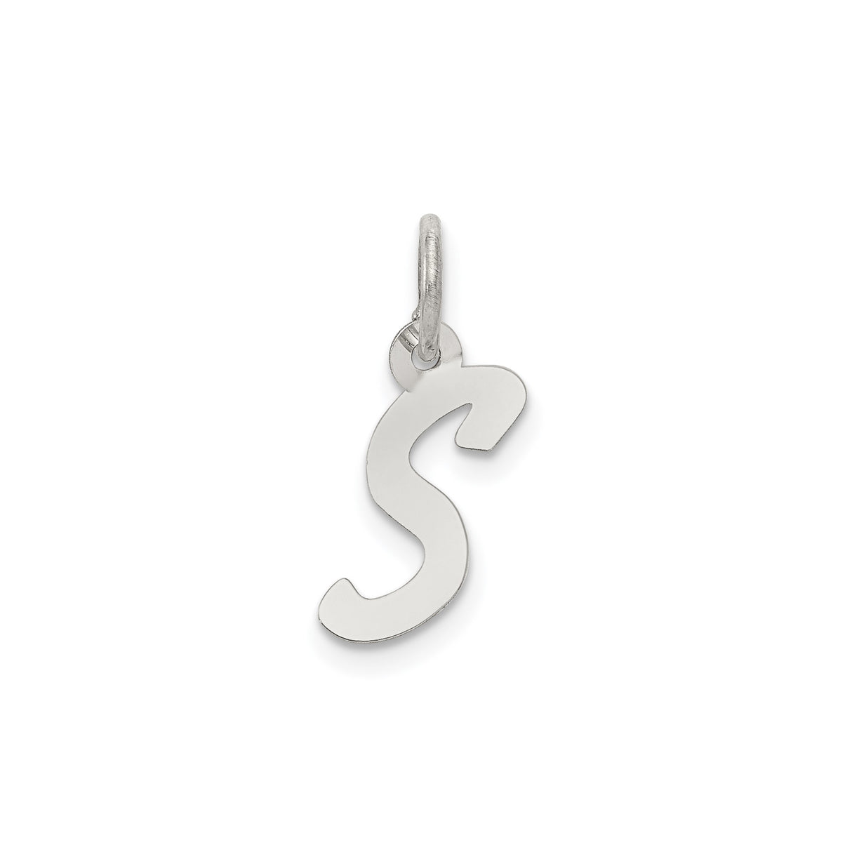 Sterling Silver Initial S Pendant Charm, Polished Block Letter Design for Women or Unisex Use