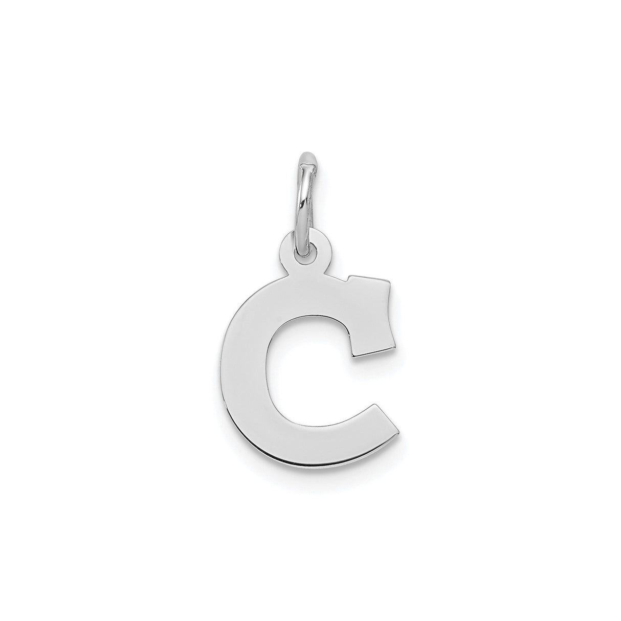 Sterling Silver Letter C Pendant Charm, Polished Block Font, Unisex Initial Jewelry