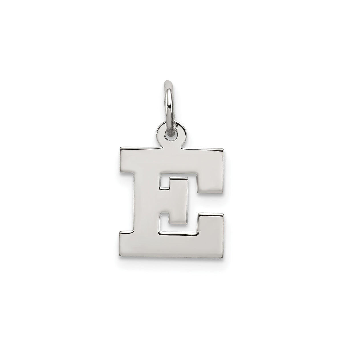 Sterling Silver Initial Pendant Charm, Bold Block Letter E Design for Women or Unisex Wear