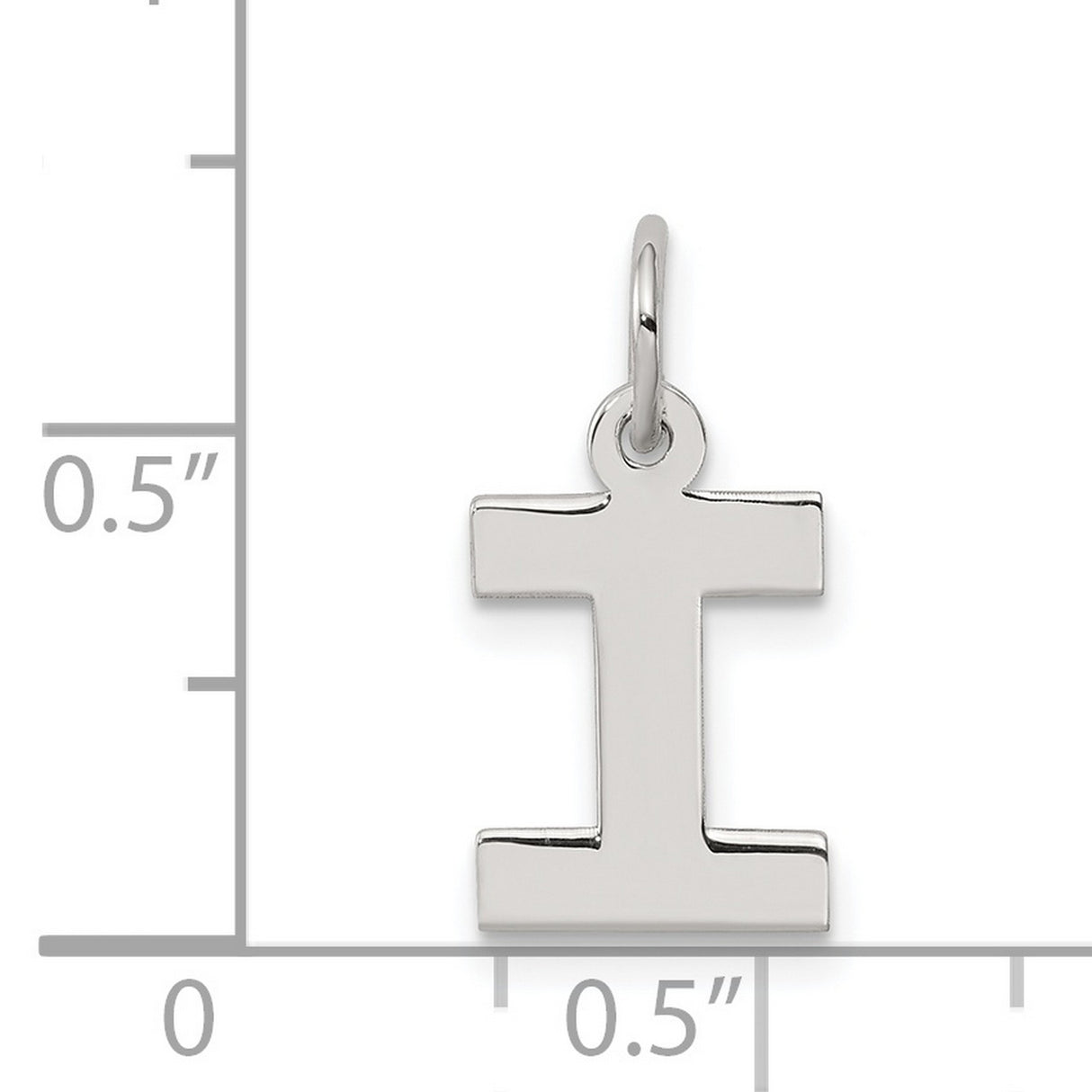 Sterling Silver Initial Pendant I Letter Charm, Polished Block Style, Unisex Jewelry