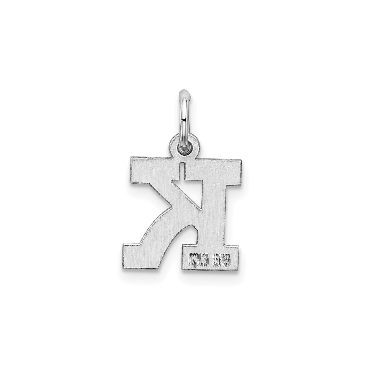 Sterling Silver Initial K Pendant Charm, Polished Block Letter Monogram Jewelry