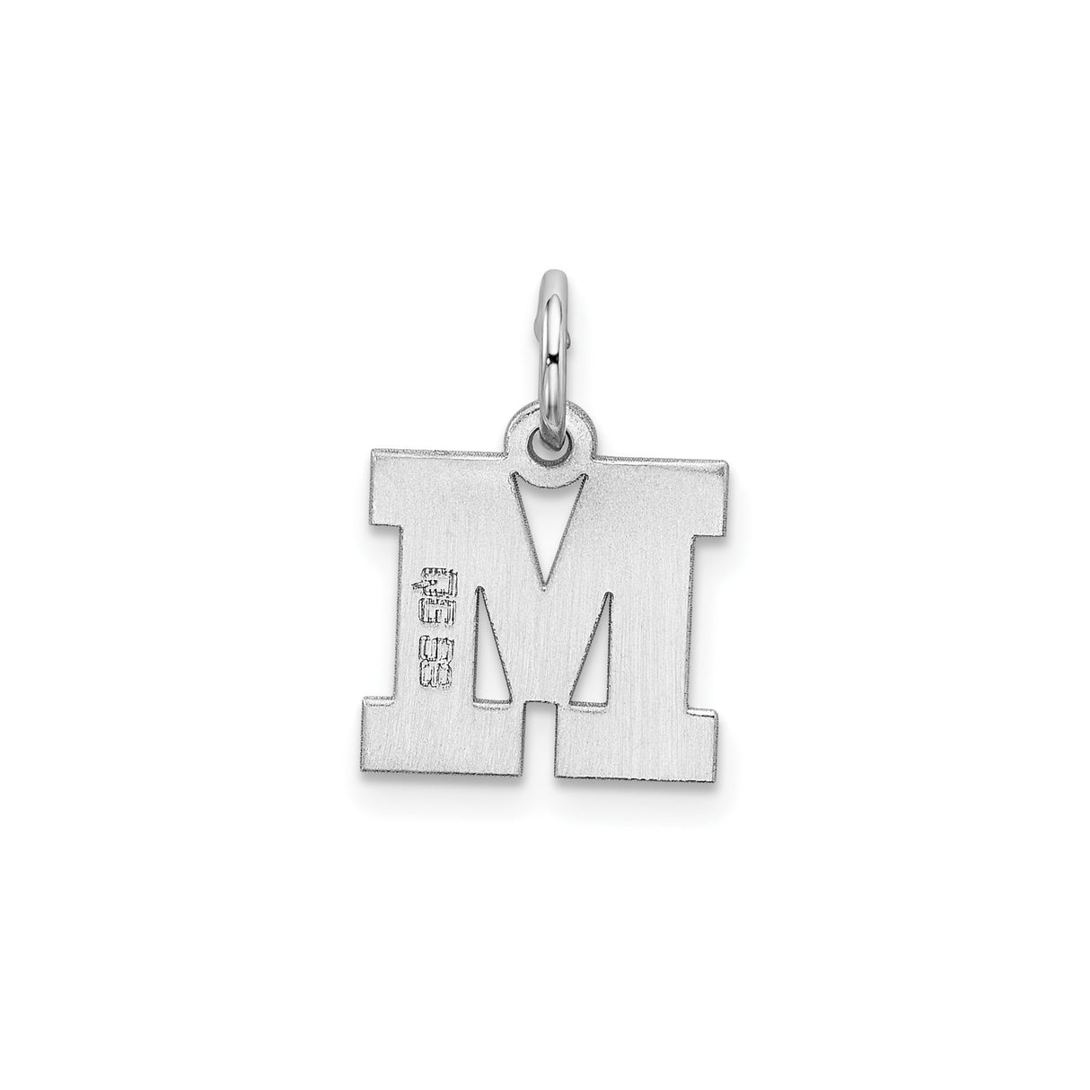 Sterling Silver Letter M Charm Pendant, Bold Block Alphabet Initial Design for Women or Unisex Wear