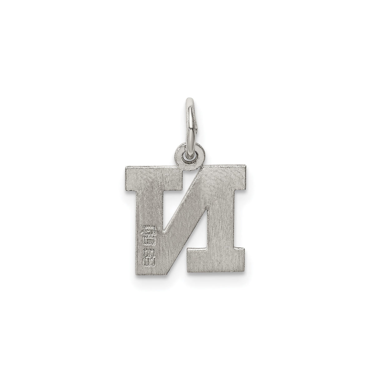 Sterling Silver Initial N Pendant, Polished Block Letter Charm, Unisex Name Jewelry