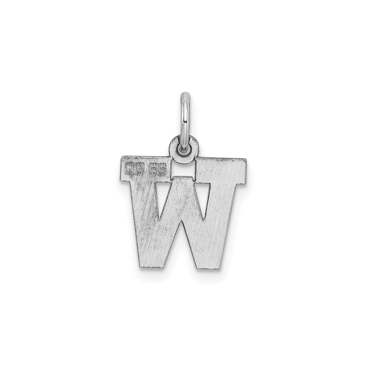 Sterling Silver Initial W Pendant Charm, Polished Block Letter Design, Unisex Jewelry Piece
