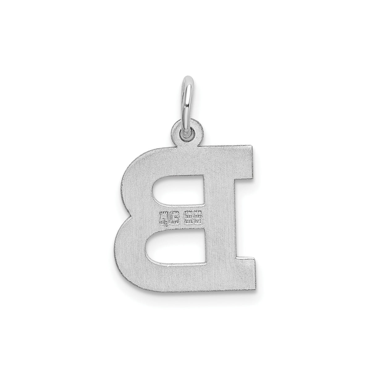 Sterling Silver Initial B Pendant, Polished Block Letter Charm, Modern Alphabet Jewelry for Women or Unisex
