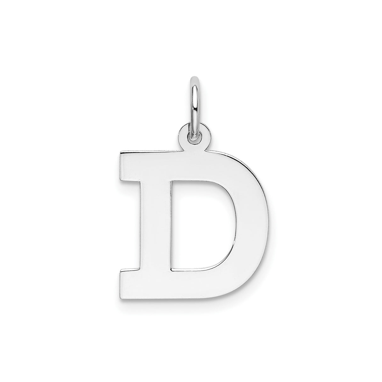 Sterling Silver Alphabet D Pendant Charm, Polished Block Letter Jewelry, Unisex Initial Accessory