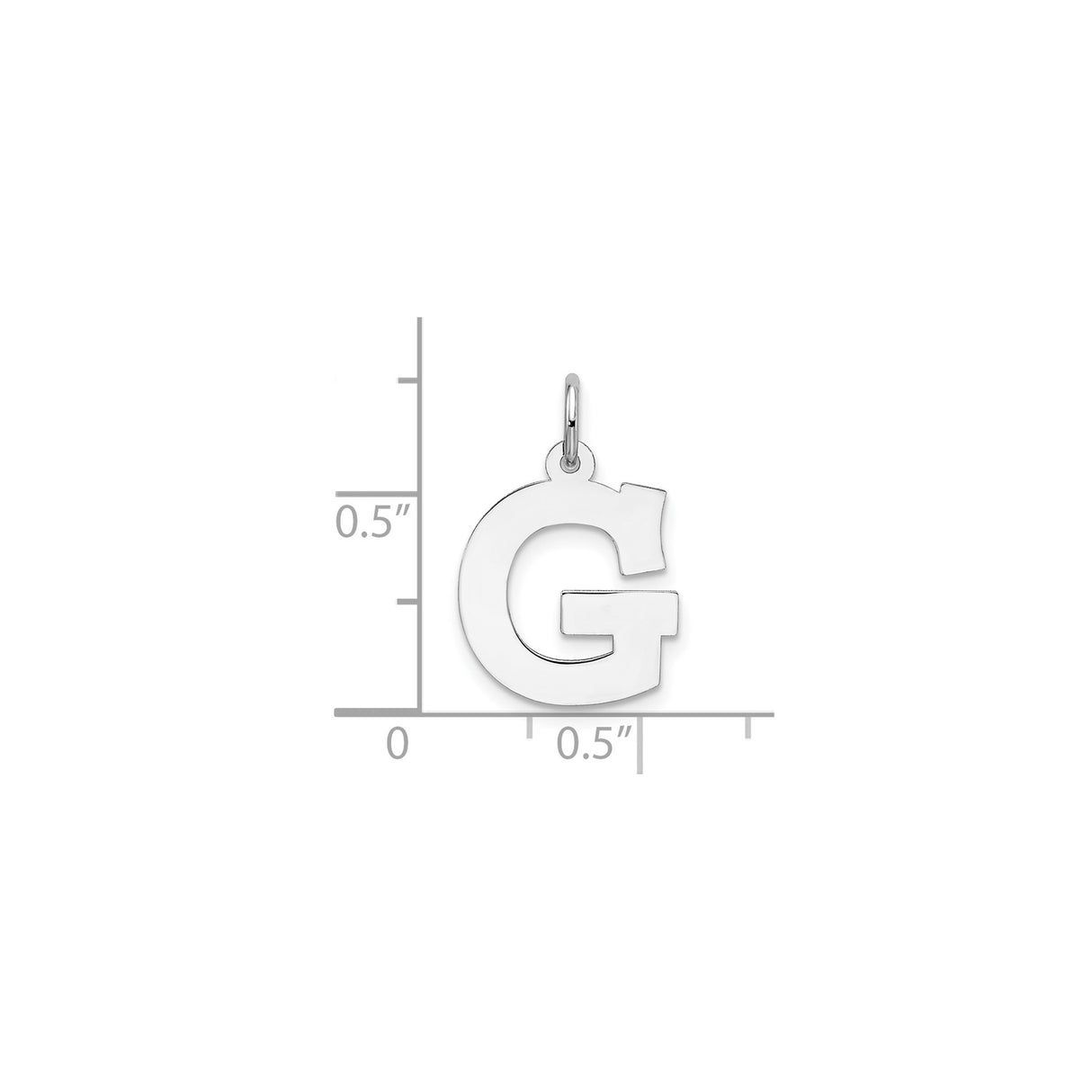 Sterling Silver Letter G Pendant Charm, Polished Block Style Initial for Women or Unisex Wear