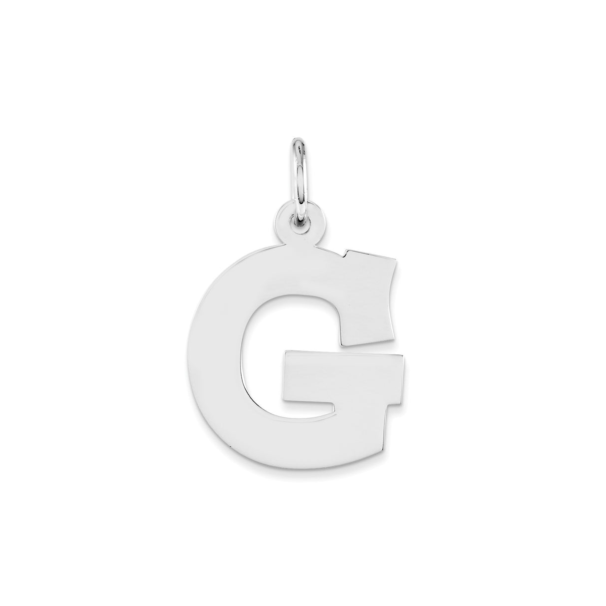 Sterling Silver Letter G Pendant Charm, Polished Block Style Initial for Women or Unisex Wear