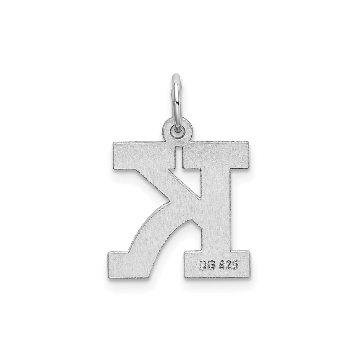 Sterling Silver K Pendant, Block Letter Monogram Charm, Unisex Alphabet Jewelry
