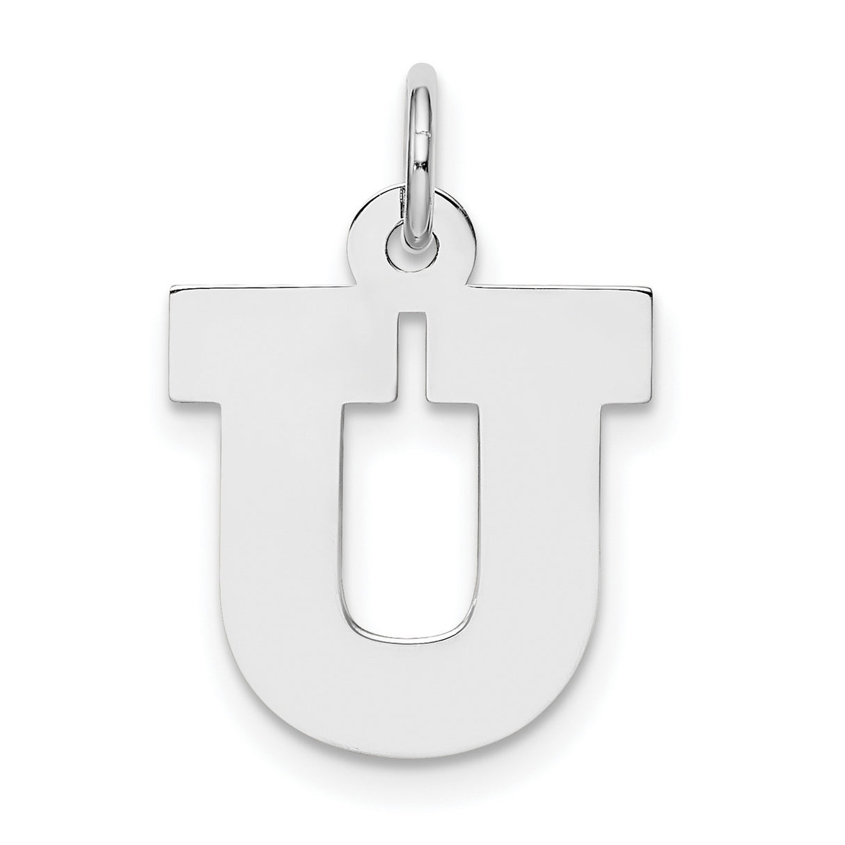 Sterling Silver Letter U Pendant Charm, Bold Block Initial Design, Unisex Monogram Jewelry