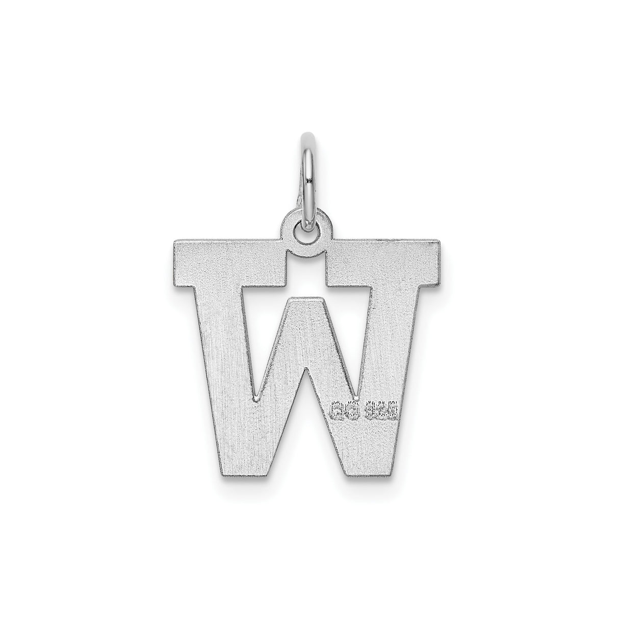 Sterling Silver W Pendant Charm, Polished Block Letter Initial Monogram Jewelry