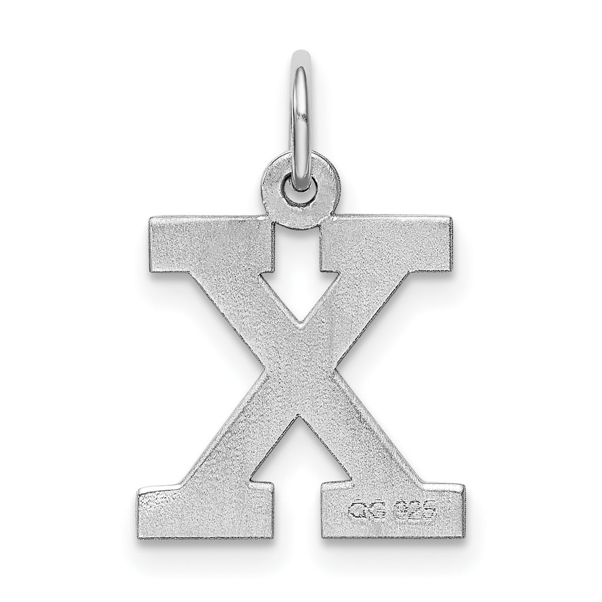 Sterling Silver Letter X Pendant Charm, Polished Block Initial Monogram Jewelry
