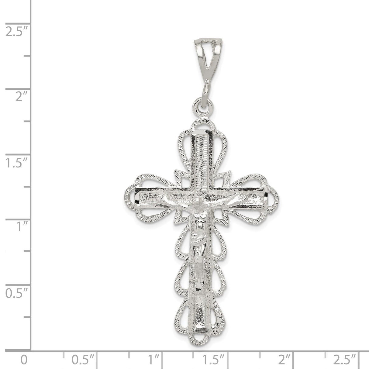 Sterling Silver Crucifix Cross Pendant with Christ Design and Matte Finish