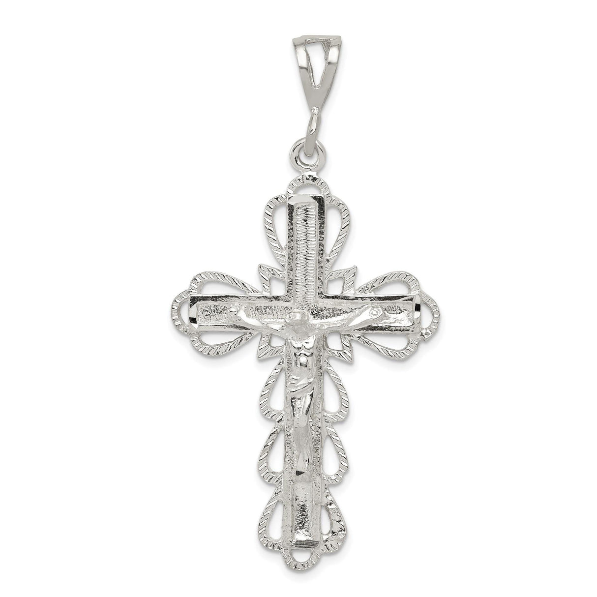 Sterling Silver Crucifix Cross Pendant with Christ Design and Matte Finish