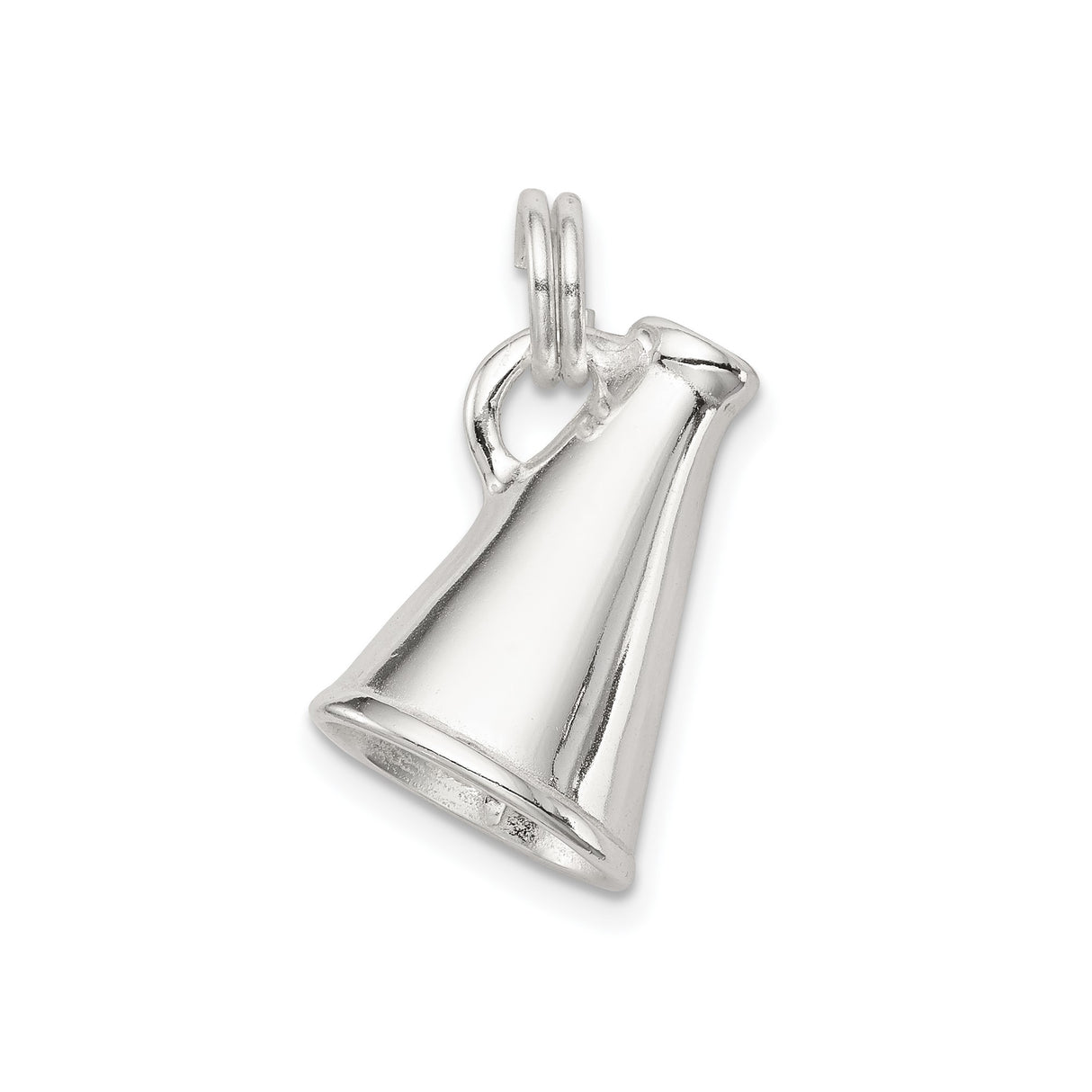 Sterling Silver Megaphone Charm Pendant, Polished Finish, Team Spirit Cheerleader Jewelry