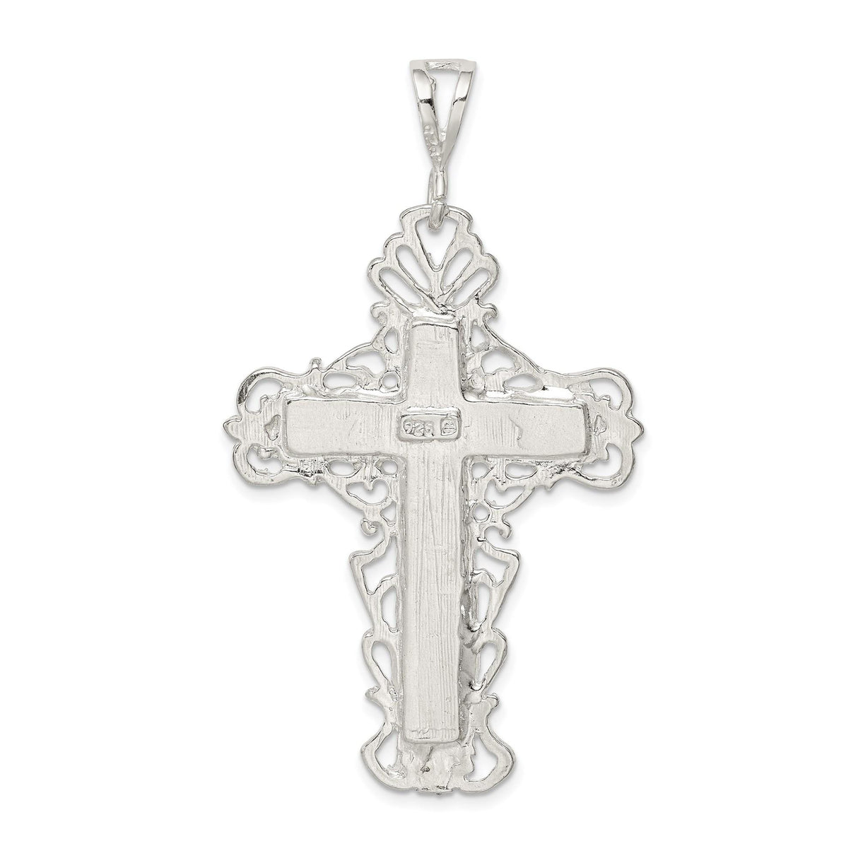 Sterling Silver Crucifix Pendant with Detailed Filigree Cross Design Christian Jewelry