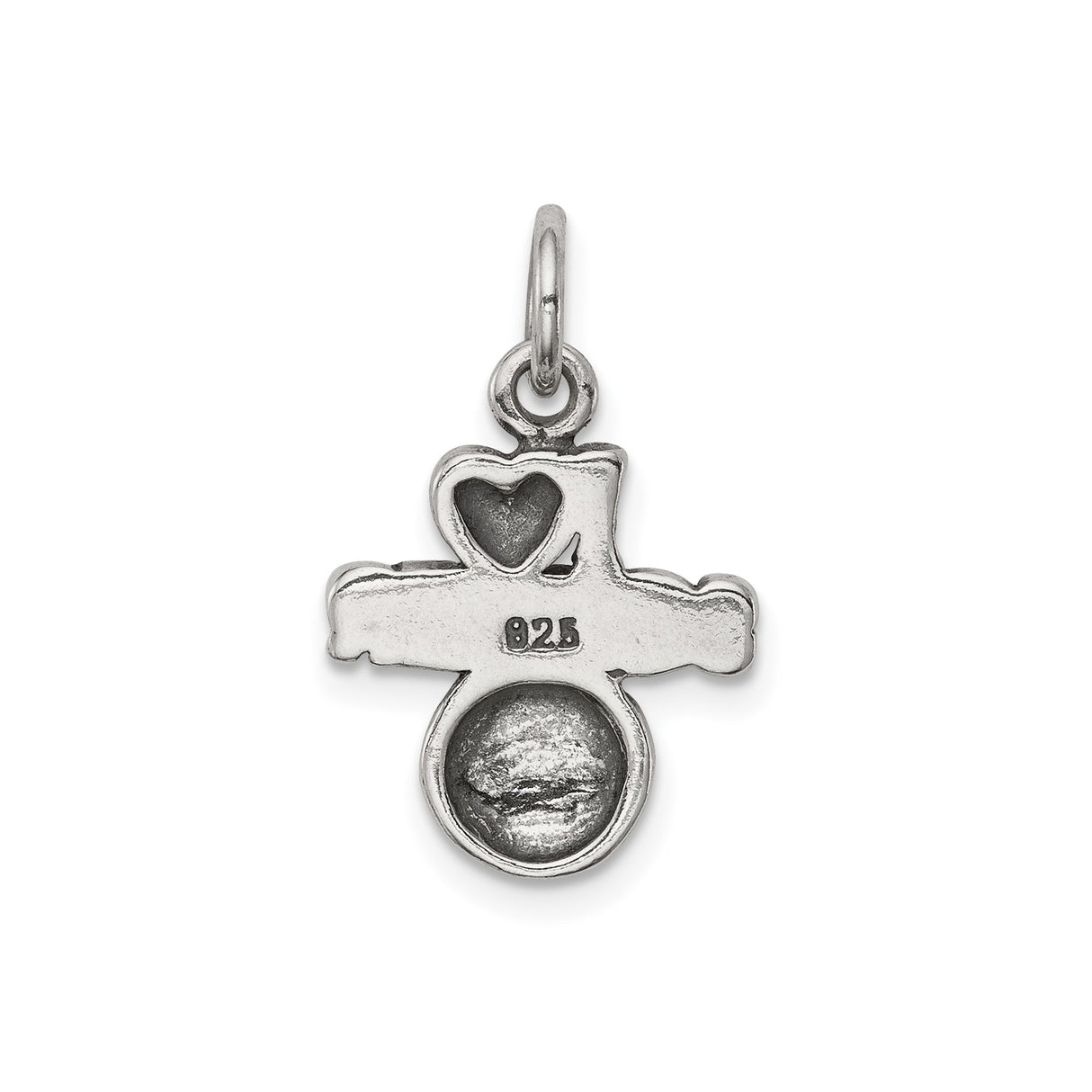 Sterling Silver Soccer Pendant Charm with Heart and Bold Lettering Design