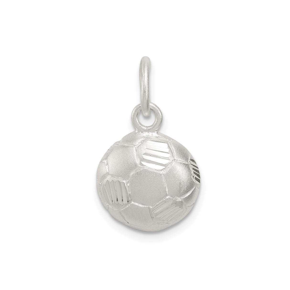 Sterling Silver Soccer Ball Charm Pendant with Etched Panels, Unisex Sports Jewelry