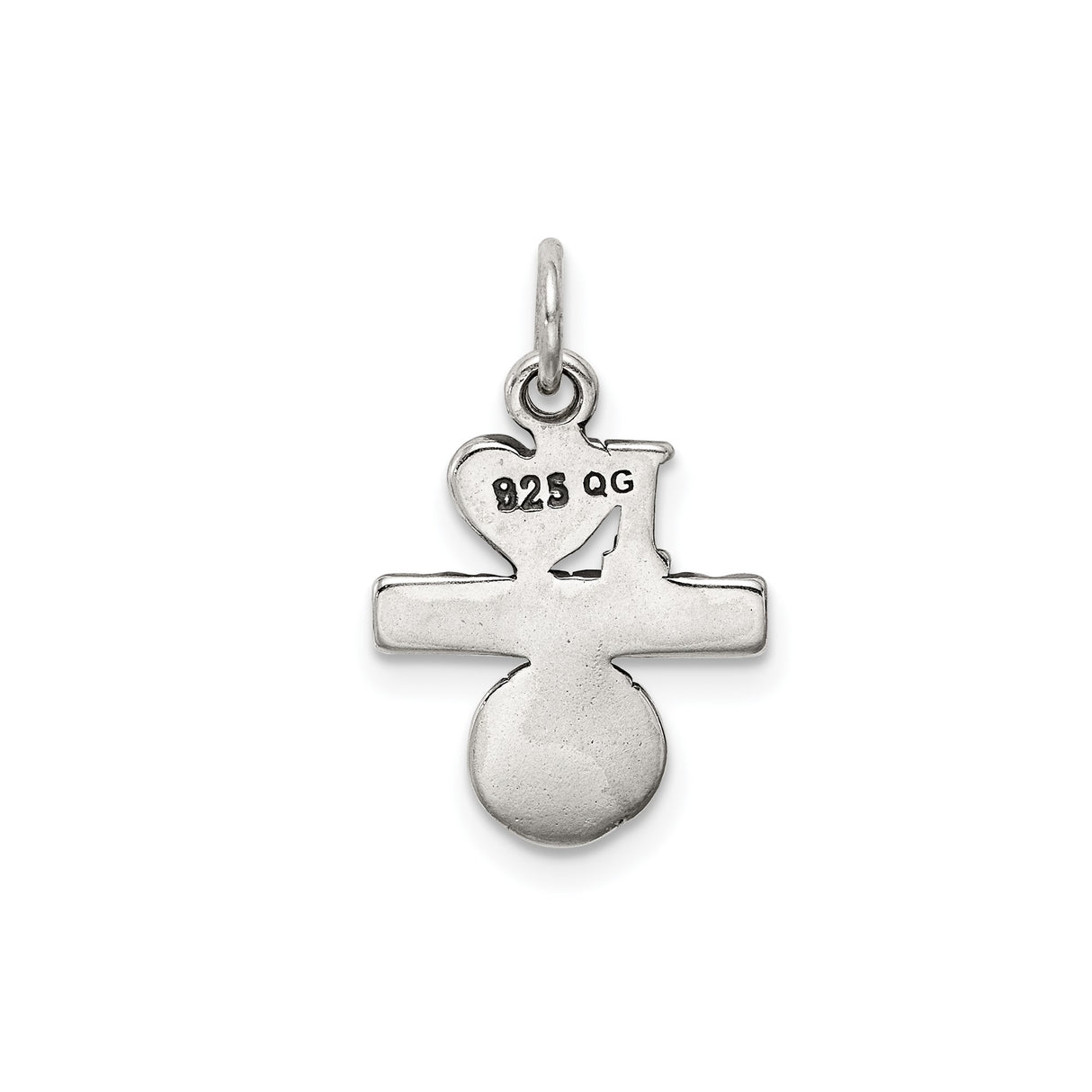 Sterling Silver Baseball Pendant Charm with Heart Design and I Love Baseball Message