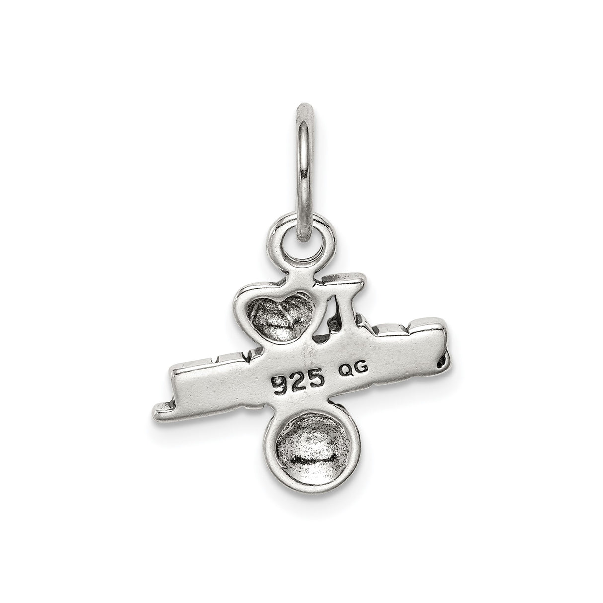 Sterling Silver Softball Charm Pendant with Heart and Ball Design for Women or Girls