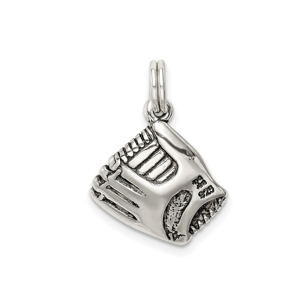 Sterling Silver Baseball Glove Pendant with Simulated Pearl, Sports Charm for Fans and Players
